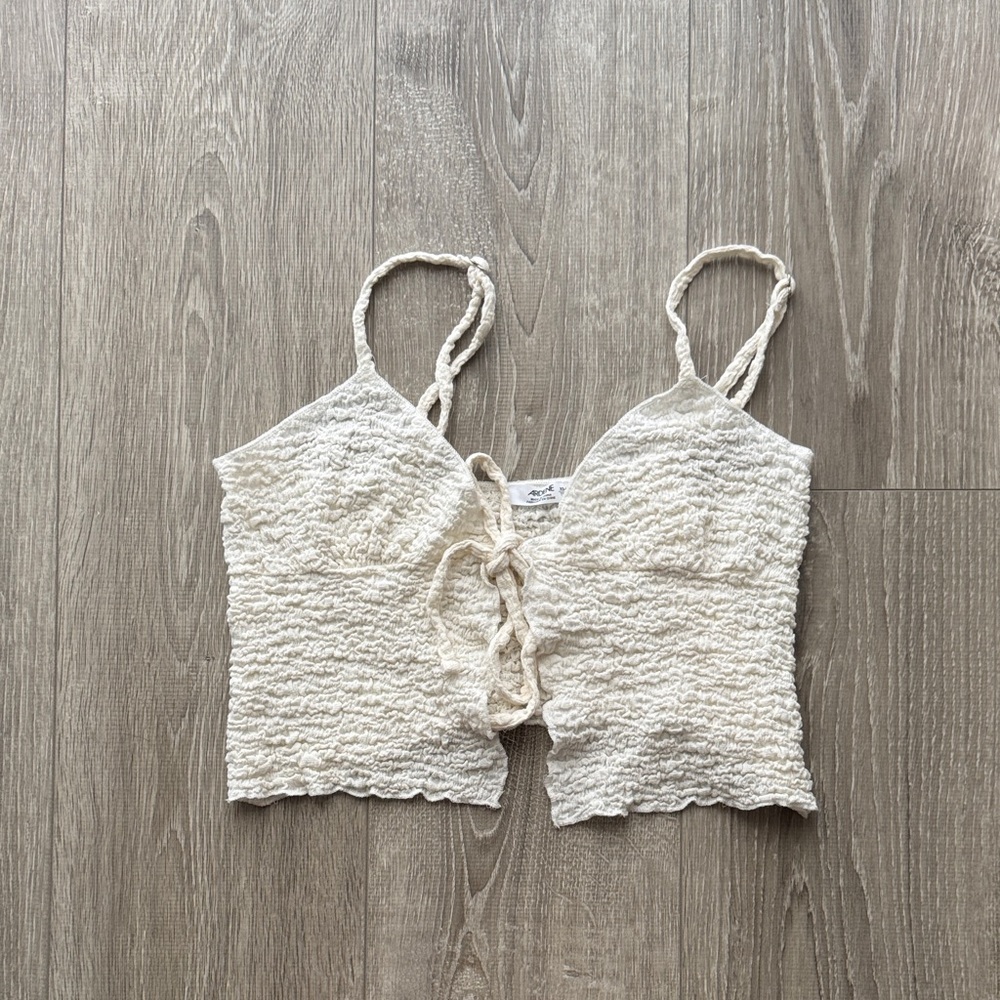 NEW Tie Front Textured Tank Top